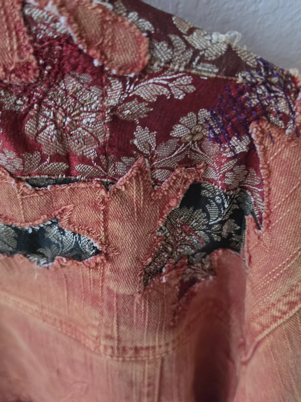 Chico's Burnt Orange Embroidered Denim Jacket - Picture 5 of 7